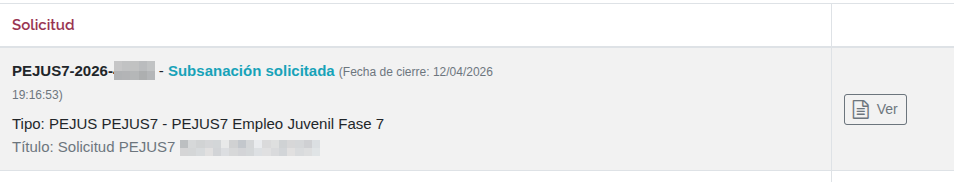 Subsanación solicitada
